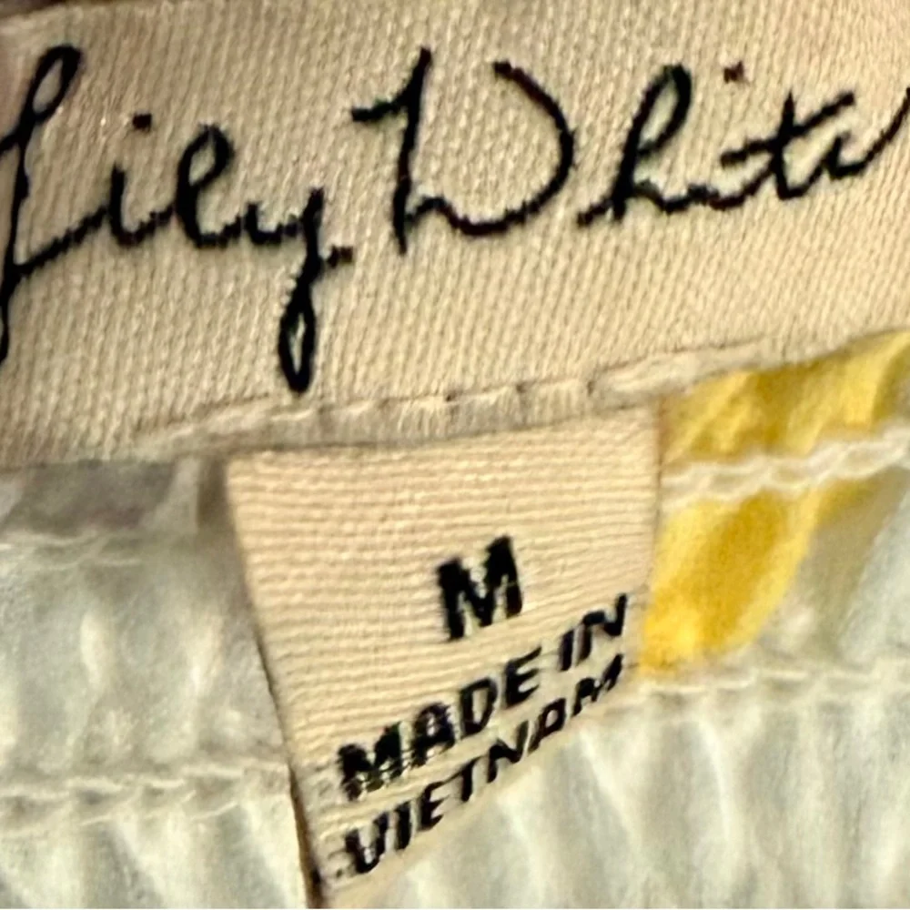 Lily White Gray Blouse with Yellow Polka Dots - Picture 4 of 5